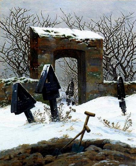 Caspar David Friedrich Graveyard under Snow Spain oil painting art